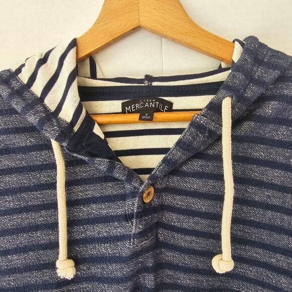 J. Crew Mercantile Striped Hoodie | Blue Marled Cotton Pullover Women’s Small - Picture 2 of 5